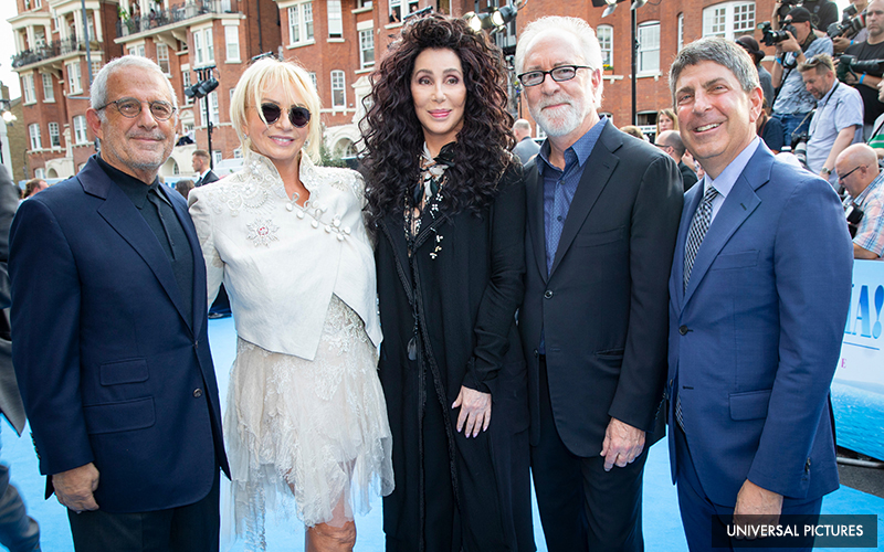 Judy Craymer with Cher and others at premiere - Universal Pictures